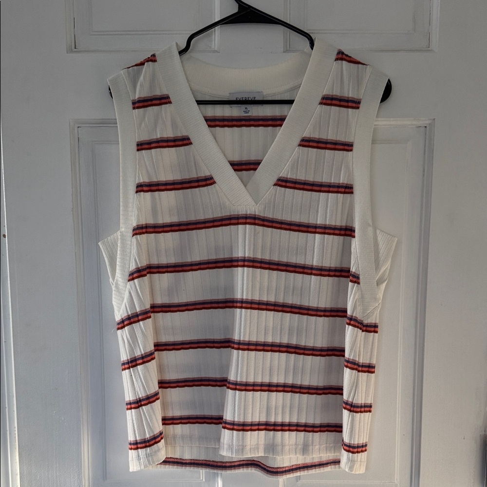 Striped V-Neck Sleeveless Top